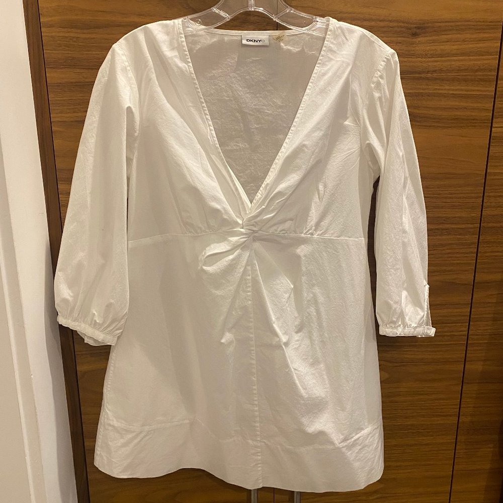 White 100% Cotton DKNYC Blouse